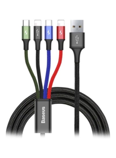 Buy 4-in-1 Rapid Series Fast Charging Cable for Type-C x 2 + iPhone + Micro USB Data Sync Charging Cable for Samsung s9 s8 Plus Note 9 8 3.5A 1.2M Black in Egypt