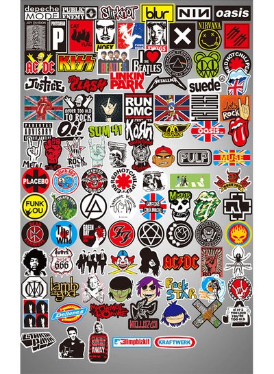 Buy 100-Piece Rock And Roll Music Sticker Multicolour 15.00x4.00x10.00cm in UAE