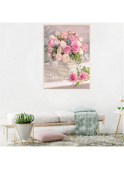 Buy S10108 Flowers DIY 5D Diamond Painting Multicolour 40 x 30cm in UAE