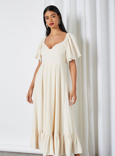 Buy Icing Velvet Maxi Dress Ivory in UAE