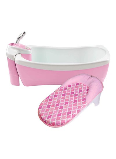 Buy Bubbling Spa And Shower Bath Tub, Newborn, Checkers, Pink - SI 18935 45.7x25.4x73.7 cm in UAE