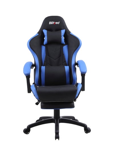 Buy Gaming Racing Style Chair With Retractable Footrest Black/Blue in UAE