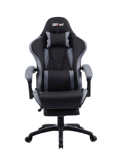 Buy Gaming Racing Style Chair With Retractable Footrest Black/Grey in UAE