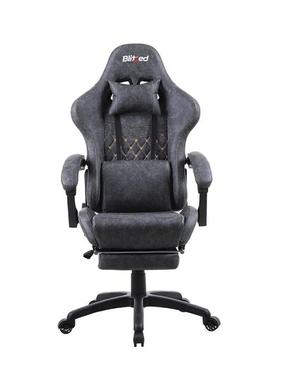 Buy Gaming Chair Racing Style With Retractable Footrest Grey in UAE