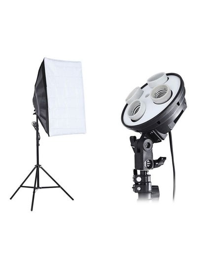 Buy 3-Piece Studio Kit Lamp Holder With Light Stand And Soft Box Plug Black/White in Egypt