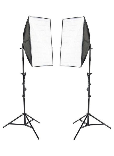 Buy 4-Piece Photography Rectangle Continuous SoftBox With Stands Lighting Kit 2meter Black/White in Egypt