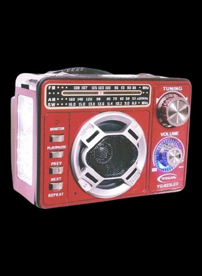 Buy Portable 3 Band Digital Radio YG-823LED Red/Black/Silver in Egypt