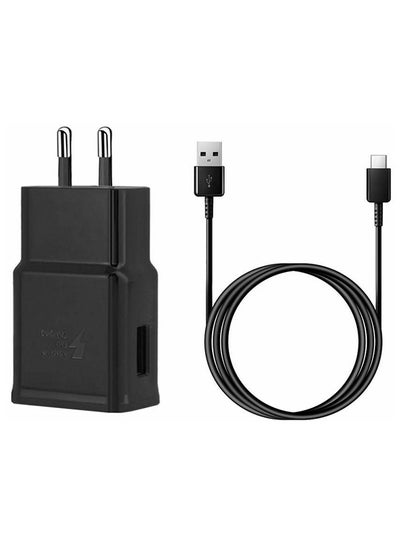 Buy Fast Charging Power Adapter Charger With Type-C Data Cable For Samsung S10 Plus Black in Egypt