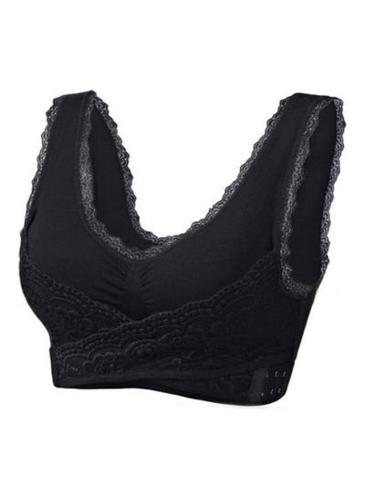 Buy Cross Lace Pattern Breathable Sports Bra Black in Saudi Arabia