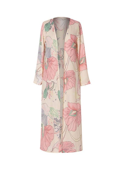 Buy Floral Printed Long Sleeve Kimono Multicolour in Saudi Arabia