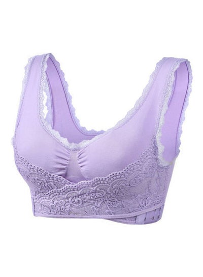 Buy Cross Lace Pattern Breathable Sports Bra Light Purple in Saudi Arabia