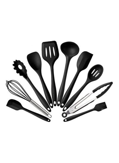 Buy 10 in 1 Silicone Kitchen Tool Set Black 31 x 7 x 10cm in UAE