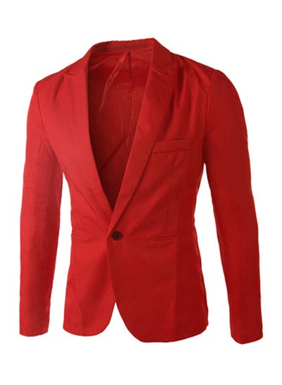 Buy Solid Pattern Casual Blazer Red in Saudi Arabia