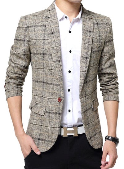 Buy Stripes Pattern Low-Waist Suit Grey/Black/White in Saudi Arabia