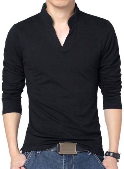 Buy Solid Long Sleeves T-Shirt Black in Saudi Arabia