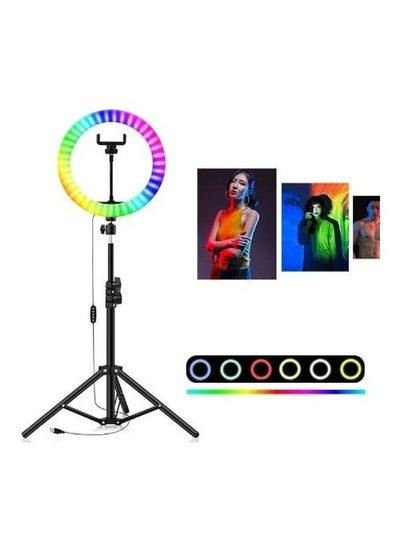 Buy Rgb Selfie Light Ring With Adjustable Stand Black in Egypt