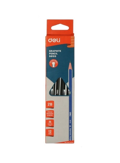 Buy Deli Pencil E58103 . 2B W/eraser12PCS/box (12 PCS)" colour may vary in Egypt