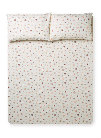 Buy 3-Piece Printed Bedsheet Set Queen Size Premium Collection 180 TC Cotton Star Spots in UAE