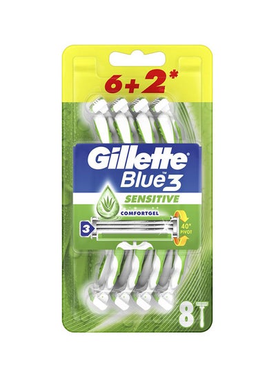 Buy Blue3 Sensitive Disposable Razors 8Pieces Multicolor in UAE