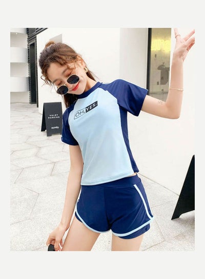 Sports Swimwear Two Parts Student Belly Cover Thin Sweet Girl Swimsuit ...