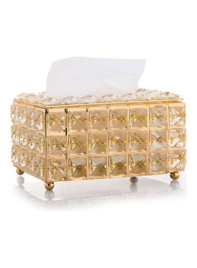 Buy Tissue Storage Box Gold 19x11x10cm in Saudi Arabia