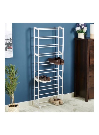 Buy 10-Tier Shoe Rack White 50 x 140 x 16cm in Saudi Arabia