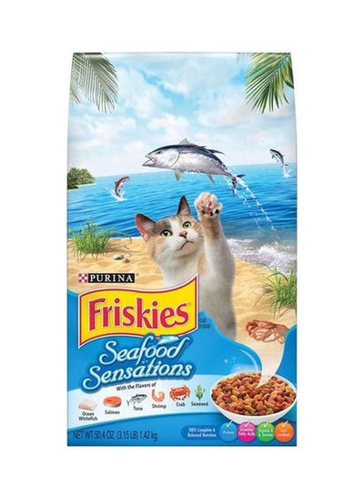 Buy Friskies Seafood Sensations Cat Dry Food - Shrimp Brown 1.42kg in Saudi Arabia