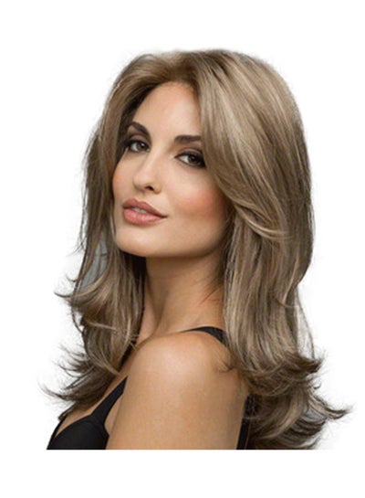 Buy Long Curly Hair chemical Fiber Wig Brown in Saudi Arabia