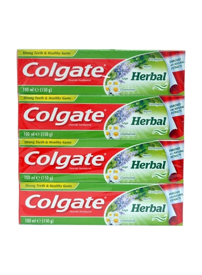 Buy 4-Piece Herbal Fluoride Toothpaste Set 4x 100ml in UAE