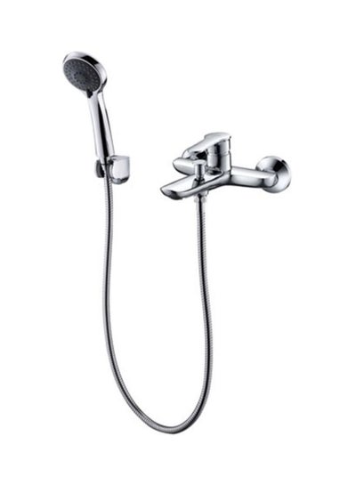 Buy Geepas Bath Mixer with Shower Set with Three Function Switches, Power Showers for Bathrooms with Solid Metal Lever Handle, Durable, Strong Brass Construction Silver 10x12x8cm in UAE