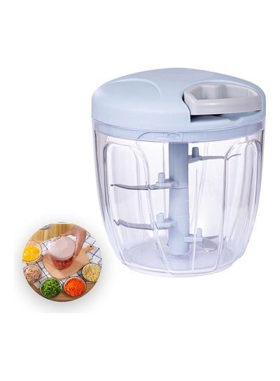 Buy Manual Food Chopper Onion Garlic Mincer Hand Pull String Vegetable Processor Blue 12.5*12*12cm in UAE