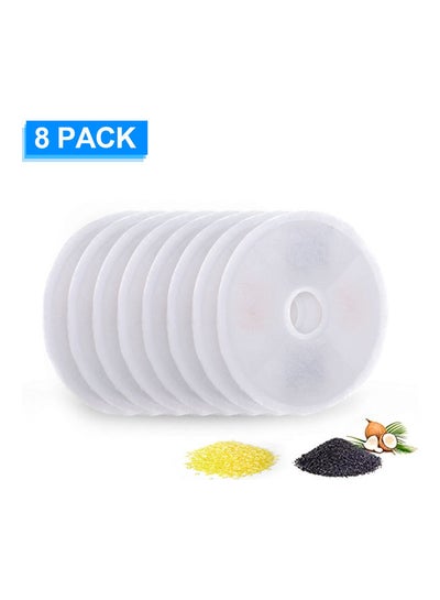 Buy 8 Piece Cat Water Fountain Filters White 14.9x12x14.6cm in UAE