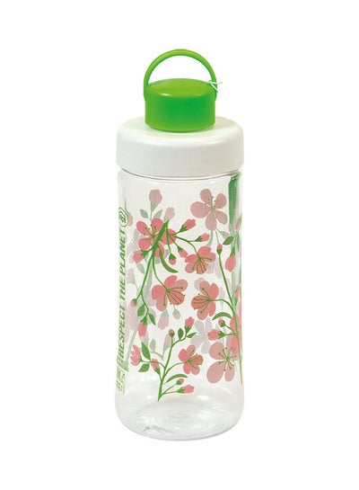 Buy Printed Water Bottle Green/Clear/Pink 21x7.5cm in UAE