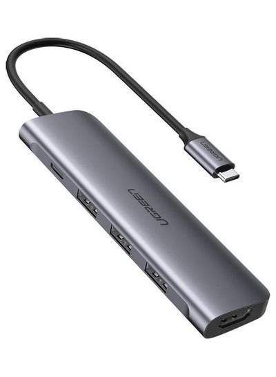 اشتري منفذ USB من منفذ Type C إلى منفذ HDMI مع محول الطاقة 5 في 1 أسود/ فضي في مصر