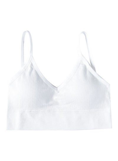 Buy Elastic Yoga Padded Push Up Sport Bra Strappy Underwear White in Saudi Arabia