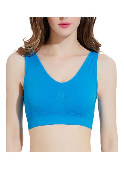 اشتري Padded Wireless Sport Yoga Sleep Bra Cropped Vest أزرق في السعودية
