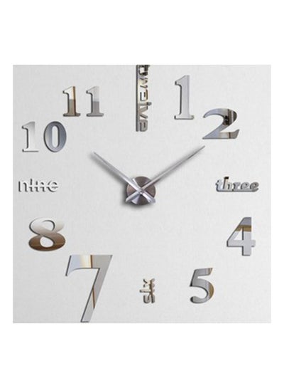 Buy Large Diy Quartz 3d Wall Clock Acrylic Sticker Silver 10x50cm in UAE