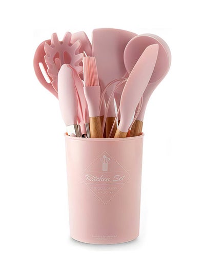Buy 11-Piece Non-Stick Barreled Cooking Utensils Set Pink in Egypt