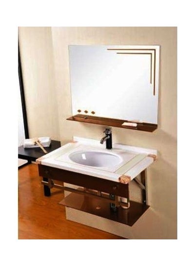 Buy Modern Marble Wash Basin White/Brown 80cm in Egypt