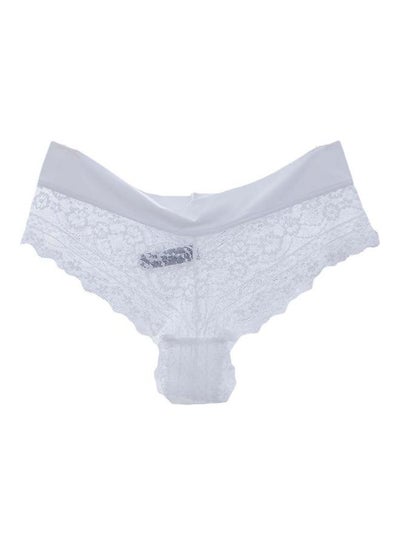 Buy Low Waist Hollow-Out Lace Brief White in Saudi Arabia