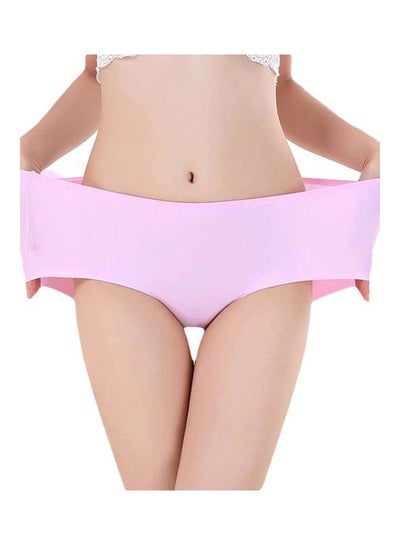 Buy Stretchy Middle Waist Brief Pink in Saudi Arabia