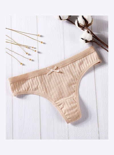 Buy Cotton Briefs G-string Strip Seamless Low Waist Underwear Panties Apricot in Saudi Arabia