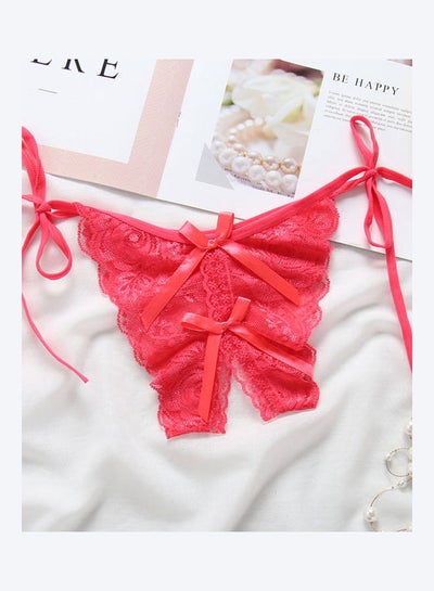 Buy Open Crotch Bowknot G-string Lace Erotic Lingerie Briefs Underwear Watermelon Red in Saudi Arabia