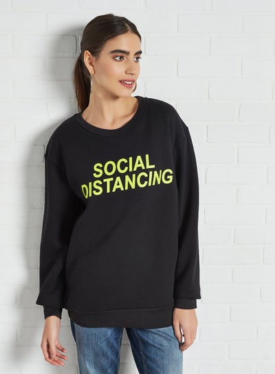 Buy Printed Sweatshirt Black in Saudi Arabia