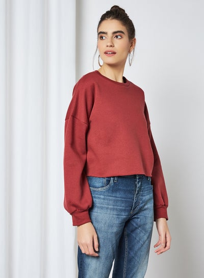 Buy Basic Cropped Sweatshirt Red in Saudi Arabia