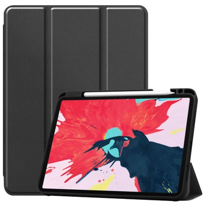 Buy PU Leather Protective Flip Case Cover For Apple iPad Pro 11(2020) With Pencil Slot Black in Egypt