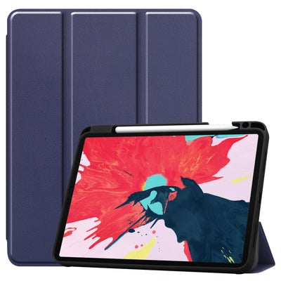 Buy PU Leather Protective Flip Case Cover For Apple iPad Pro 11(2020) With Pencil Slot Dark Blue in Egypt