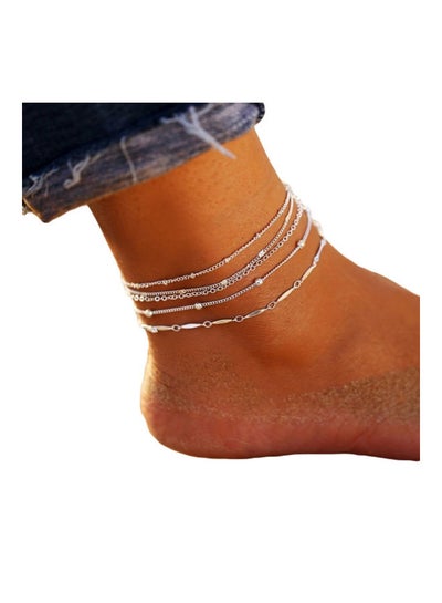 Buy 5-Piece Beads Charm Chain Anklet in Saudi Arabia