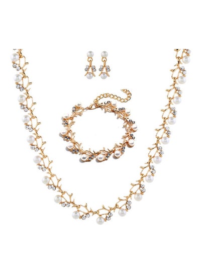 Buy Faux Pearl Rhinestone Studded Jewelry Set in Saudi Arabia