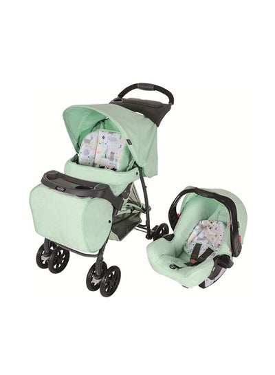 Buy Mirage Plus Aztec Comfortable Stroller Travel System With Large Canopy And Adjustable Recline Positions- Light Green in UAE